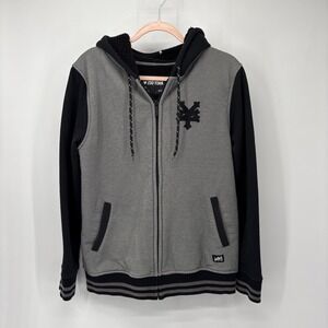 Zoo York Grey Sherpa Lined Hoodie Sweatshirt Men's Medium‎ Logo Jacket Full Zip